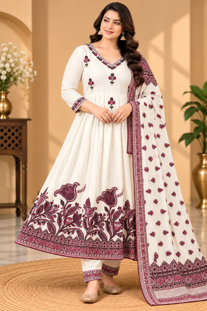 Cotton Anarkali 3pcs Set