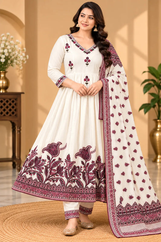 Cotton Anarkali 3pcs Set