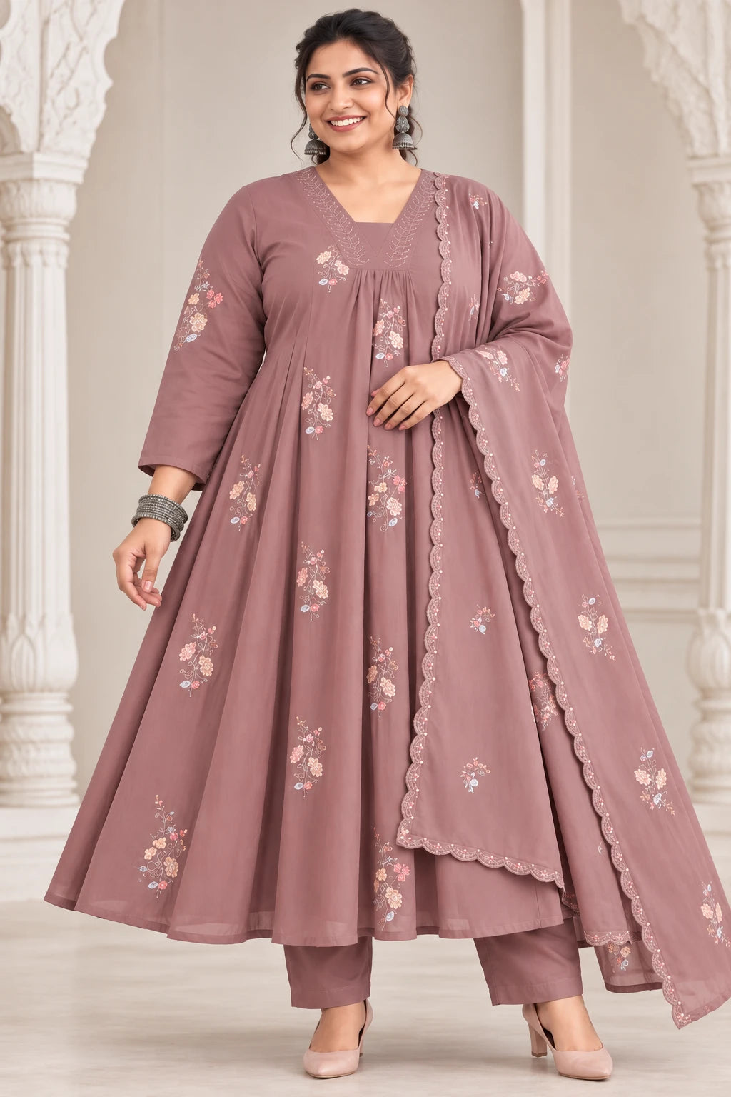 Plus Size Mulchantheri High Neck 3pcs Set