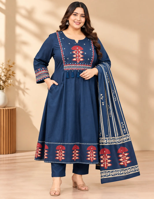 Cotton Anarkali 3pcs Set