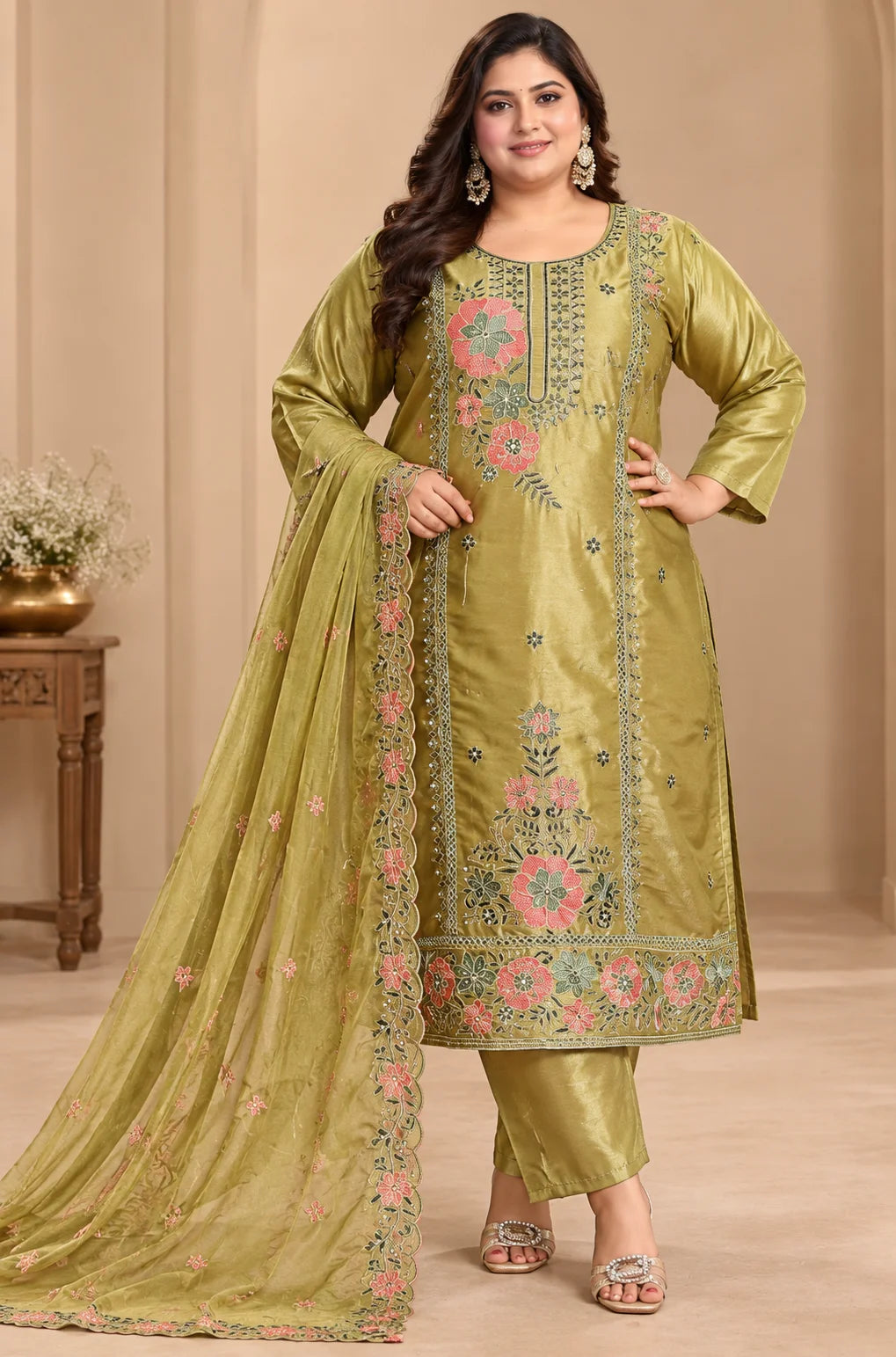Plus Size Salsa 3pcs Set - Shiny Smooth Silk