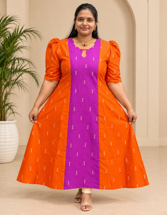 Plus Size Raw Silk Aline Scalap Design