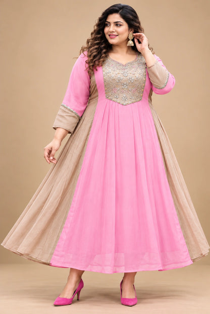 Plus Size Mulchantheri Dual Shadow Anarkali