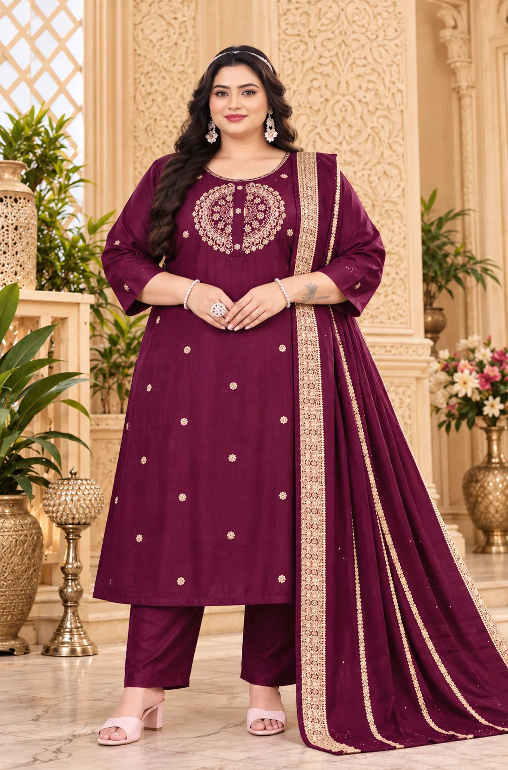Plus Size Vertican Silk 3pcs Set