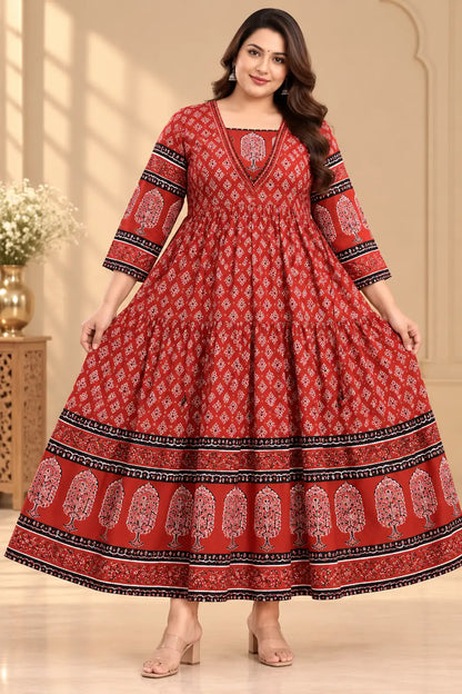 Plus Size Rayon Anarkali Aari work