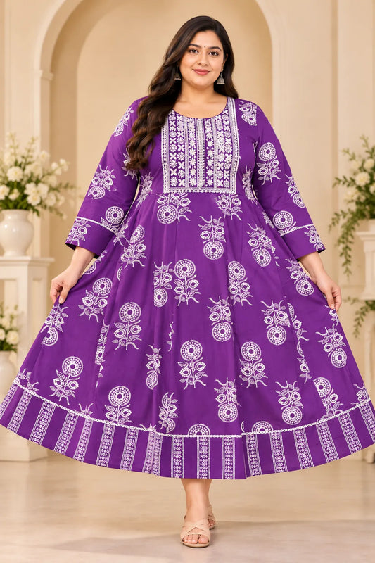 Plus Size Patchwork Panel Cut Anarkali