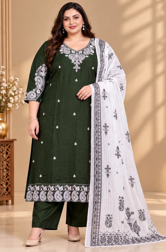 Plus Size Premium Glass Silk 3pcs Set