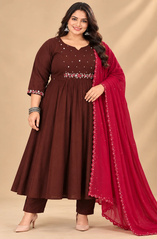 Plus Size Mulchantheri Hip Aari work 3pcs Set