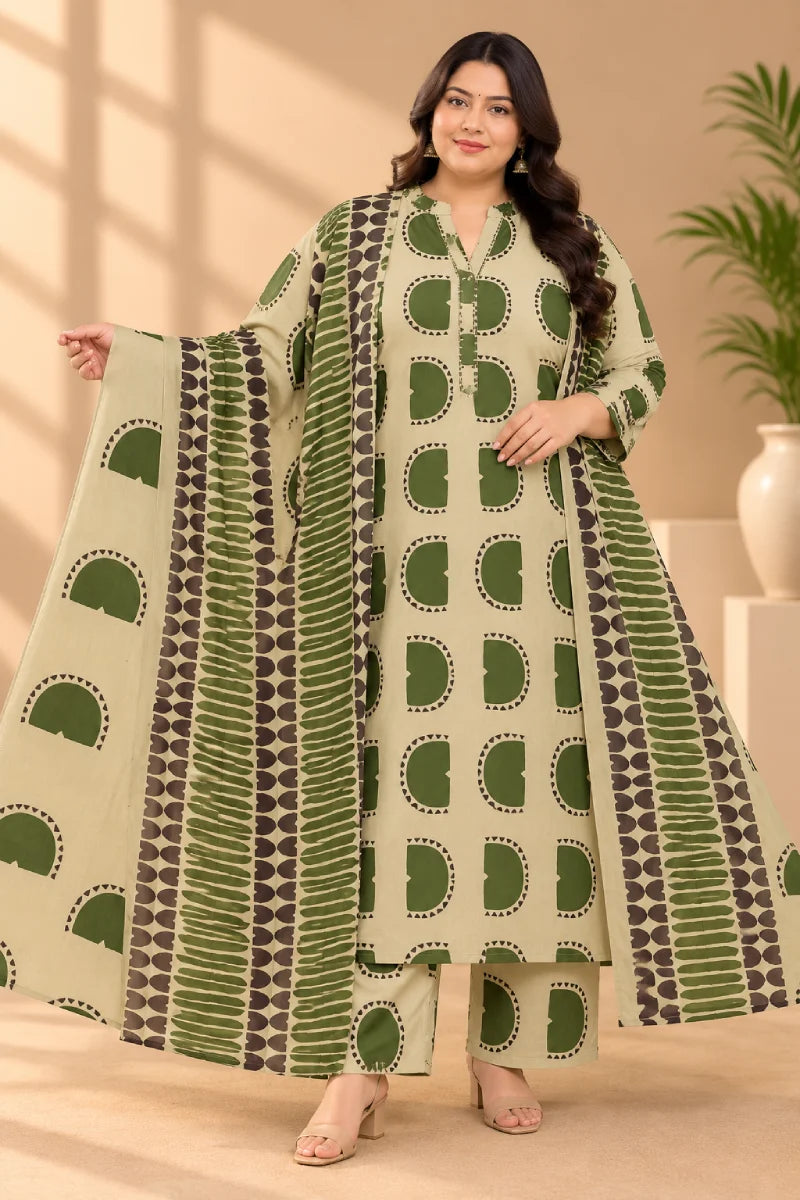 Plus Size Dhabu Cotton 3pcs Set
