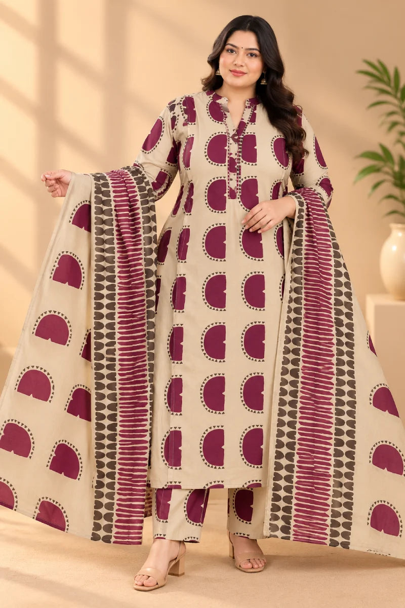 Plus Size Dhabu Cotton 3pcs Set