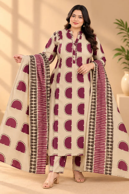 Plus Size Dhabu Cotton 3pcs Set
