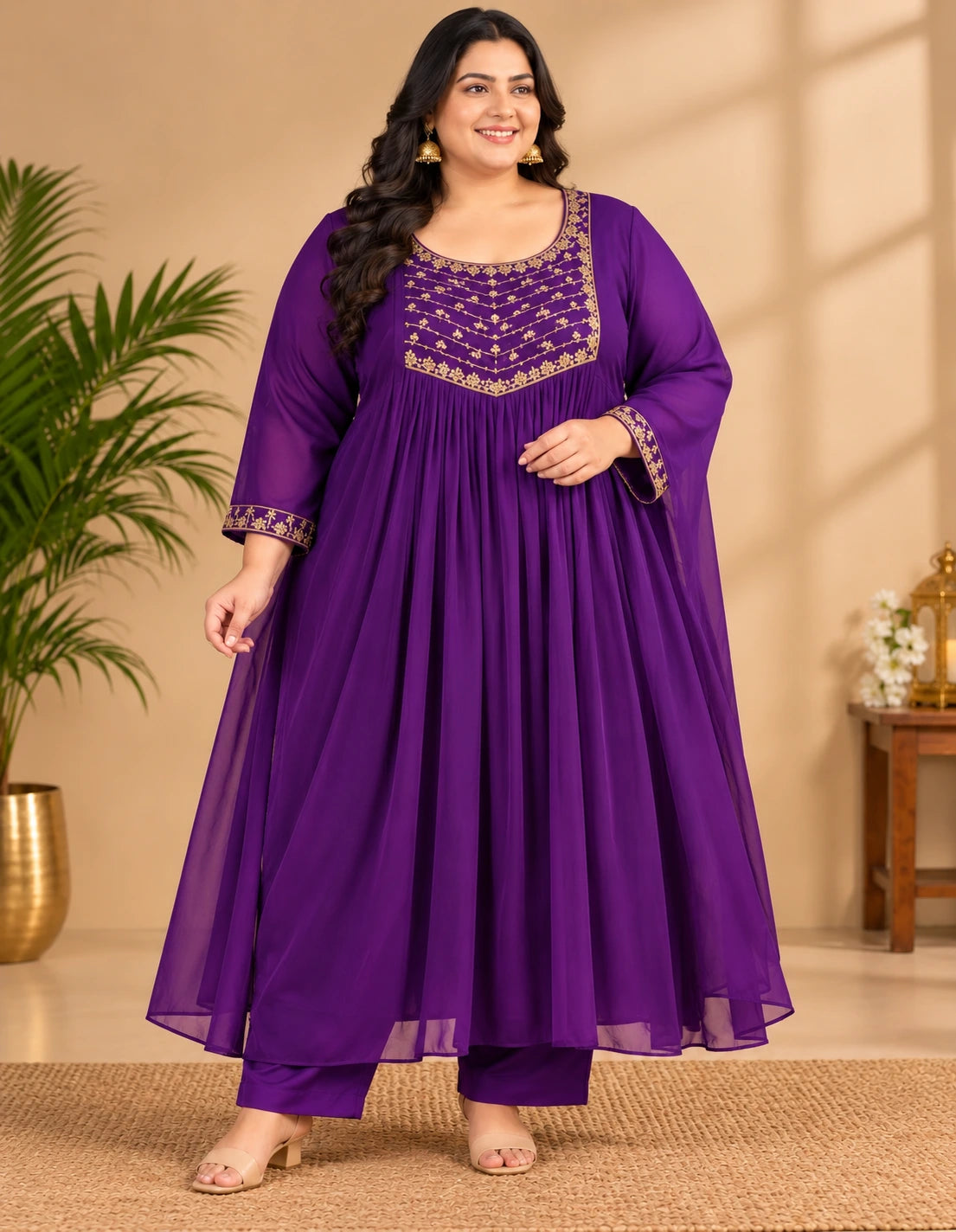 Plus Size Rukku Aari Work 2pcs Set