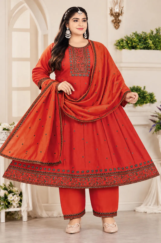 Plus Size Vizhitra Silk Party Wear 3pcs Set
