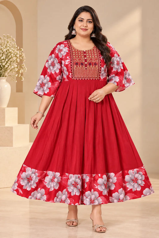 Plus Size Patchwork Anarkali