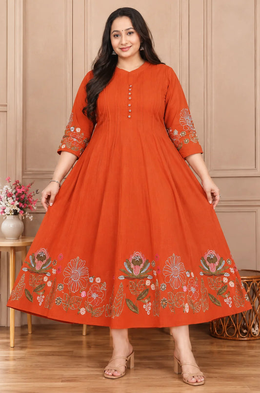 Plus Size Thread Emporidary Anarkali