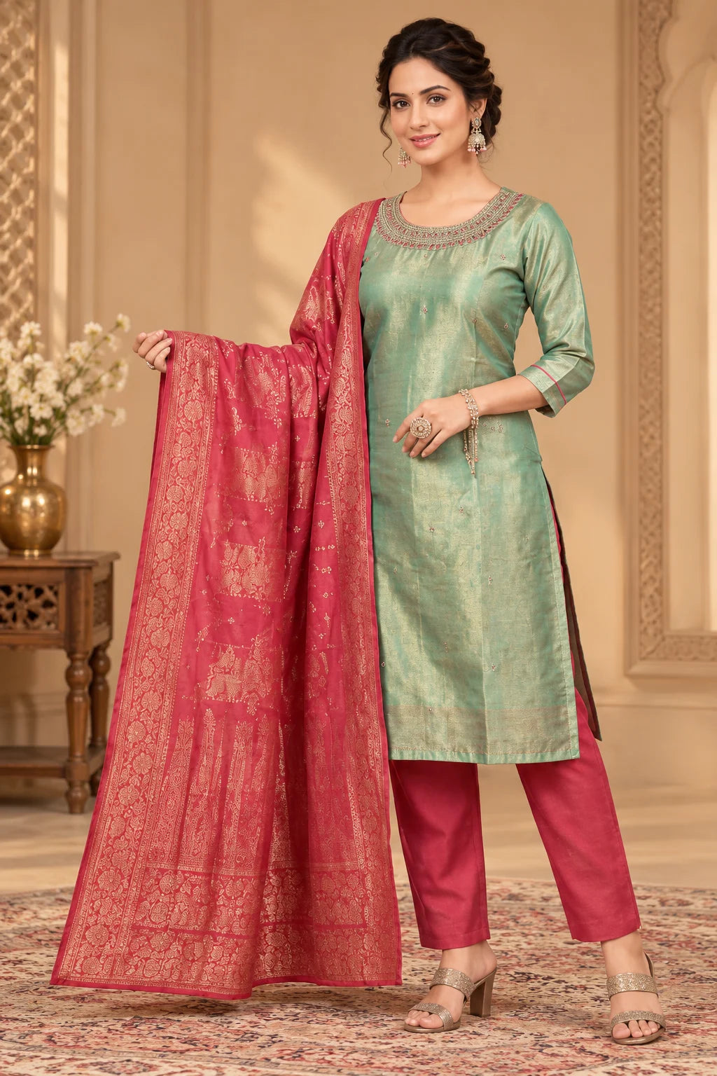 Simmer Salsa 3pcs Set Aari Work