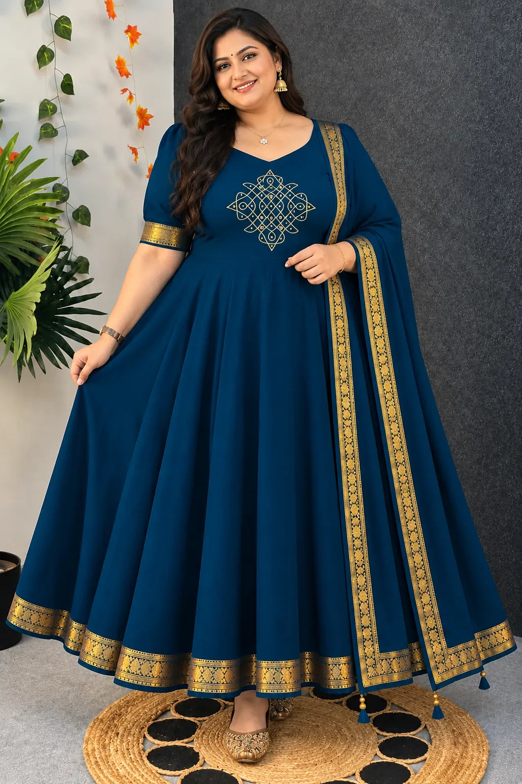 Plus Size 3 Tyre Maxi Kolam Patch Work
