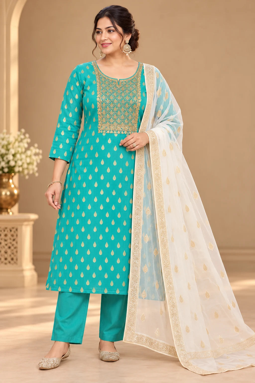 Banarasi Silk Jackaurd 3pcs Set
