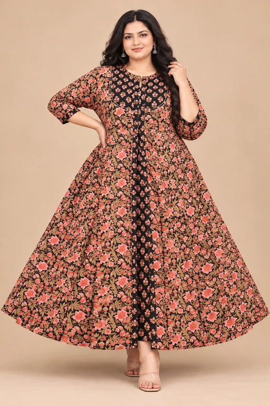 Plus Size Jaipur Centre Slit Umbrella - Mirror - Patch Work