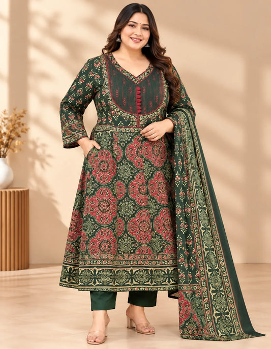 Cotton Anarkali 3pcs Set