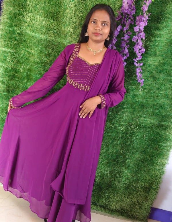 Heart Model Aari Work Anarkali