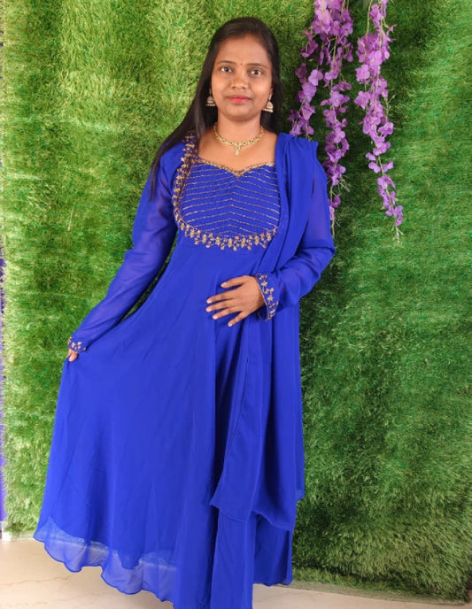 Heart Model Aari Work Anarkali
