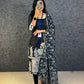 Kota Check Slit Kurti with Kalamkari Dupatta - Black