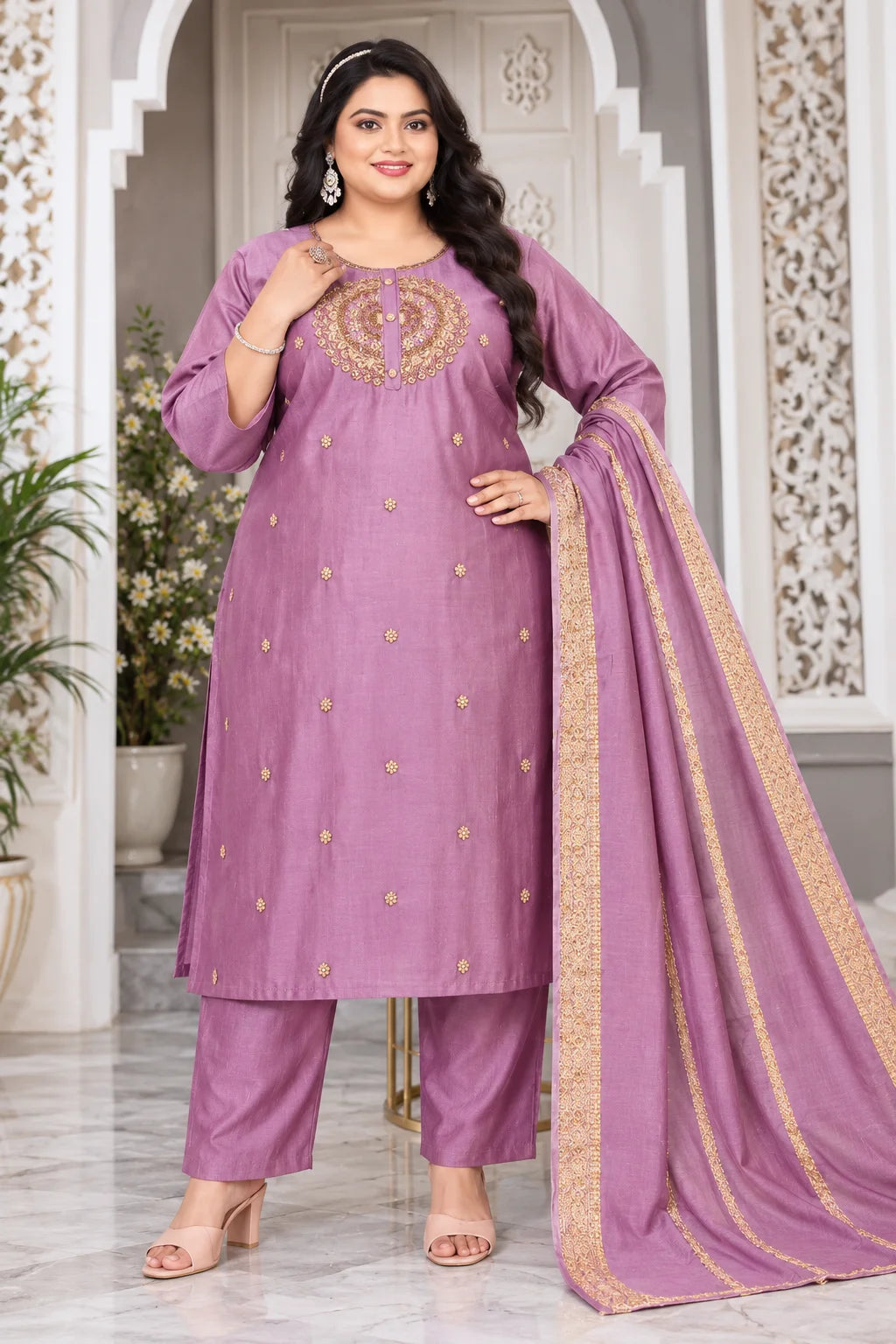 Plus Size Vertican Silk 3pcs Set