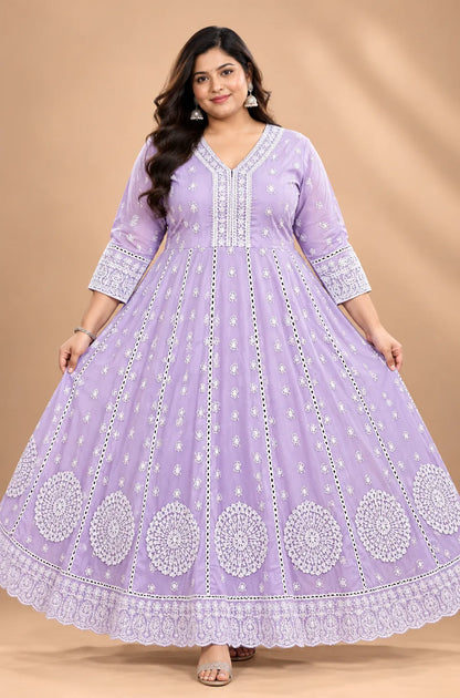 Plus Size Mulmul Cotton Thread Emporidary Full