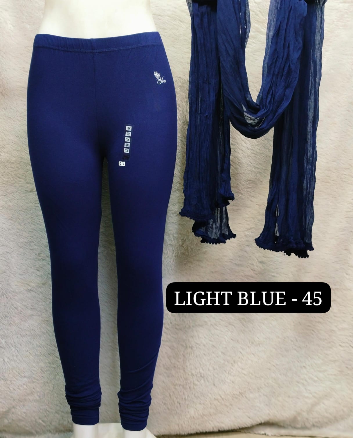 4 Way Leggings & Nazmin Dupatta - Light Blue