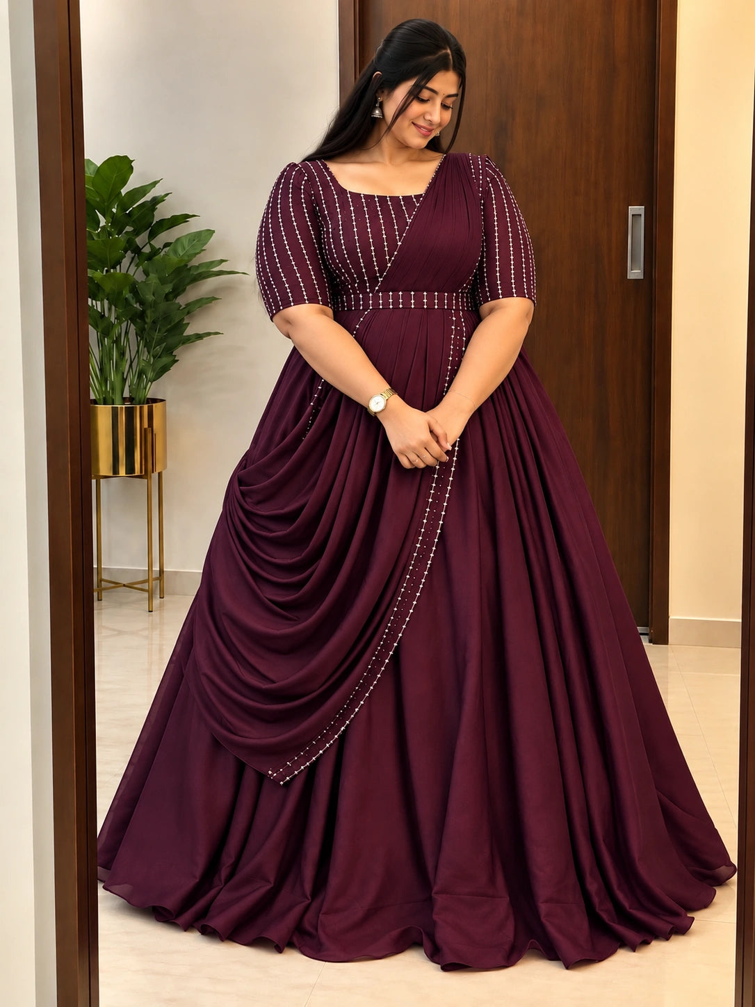 Plus Size Stone Rani 2pcs Set Vizhitra Silk
