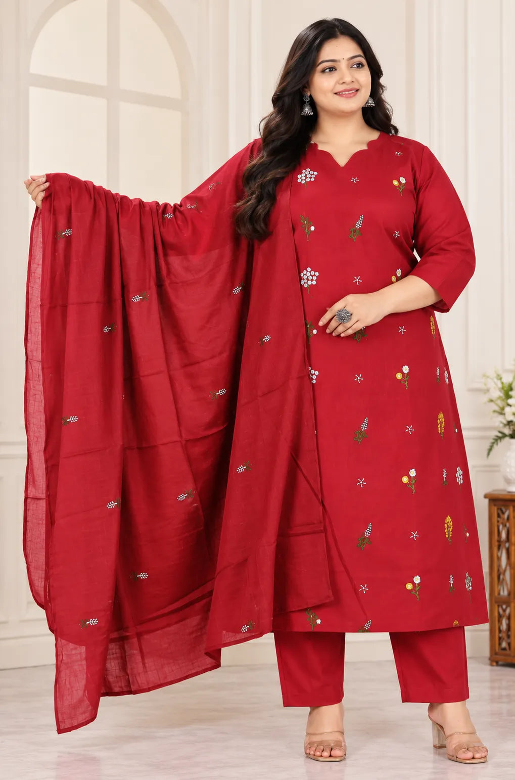 Plus Size High Neck Mulcotton 3pcs Set