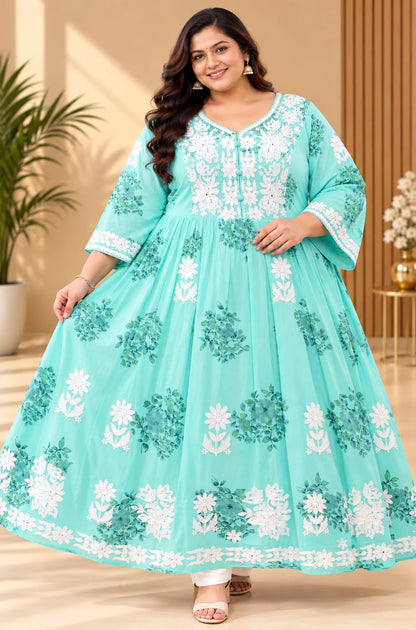 Plus Size Mulmul Cotton Thread Emporidary