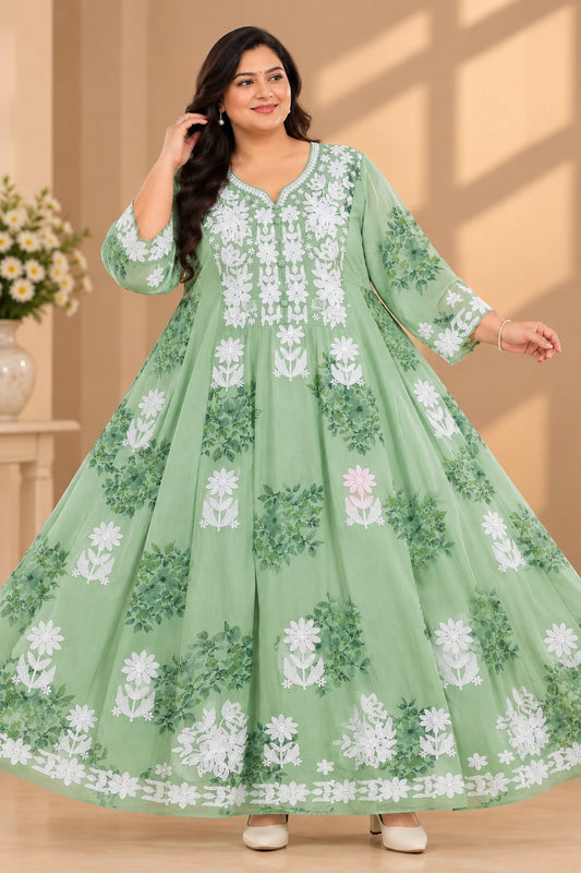 Plus Size Mulmul Cotton Thread Emporidary