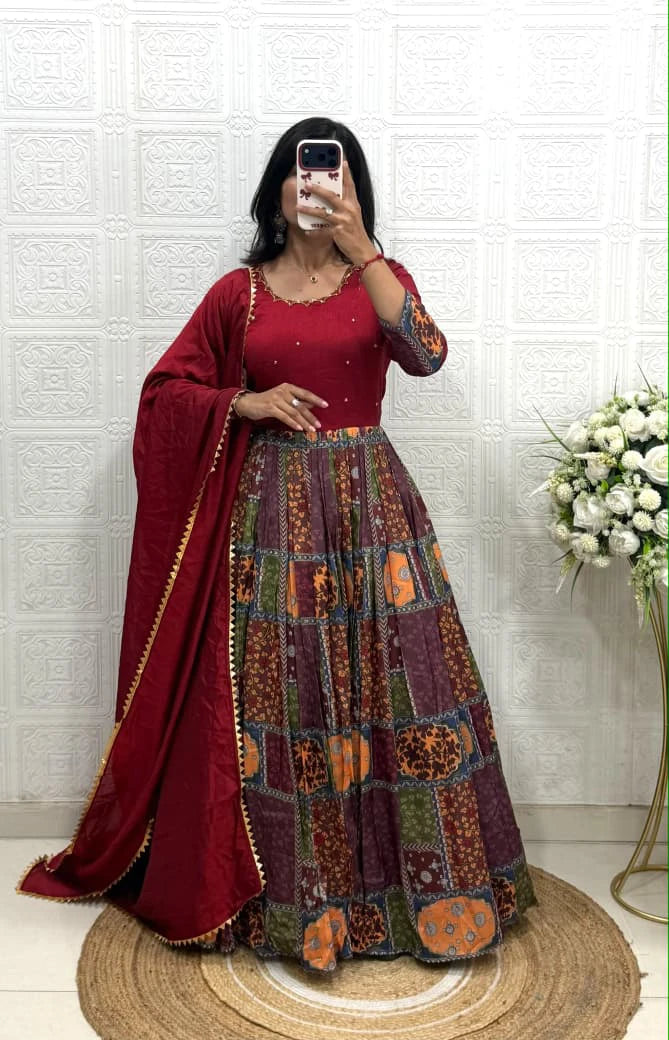 Multi Colour Maxi With Dupatta