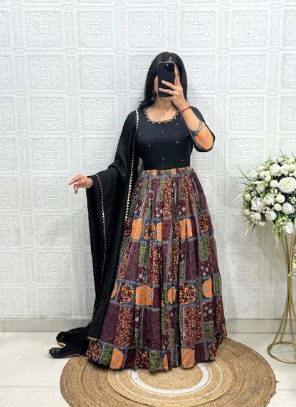 Multi Colour Maxi With Dupatta