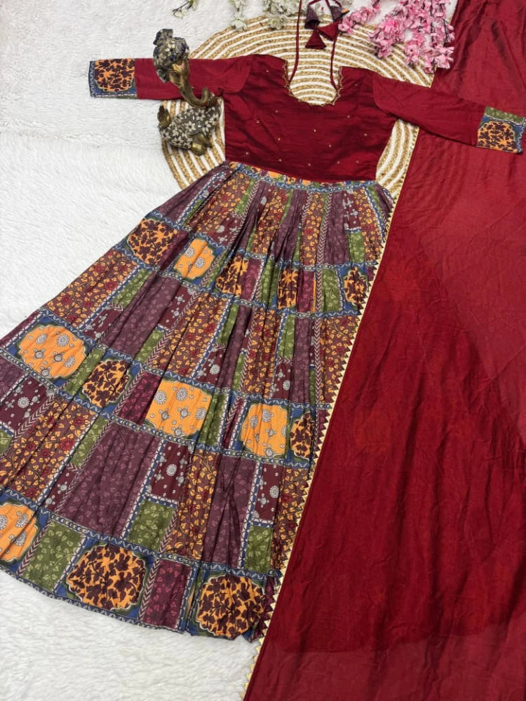 Multi Colour Maxi With Dupatta