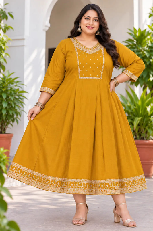 Plus Size Patch Work Pannel Cut Anarkali