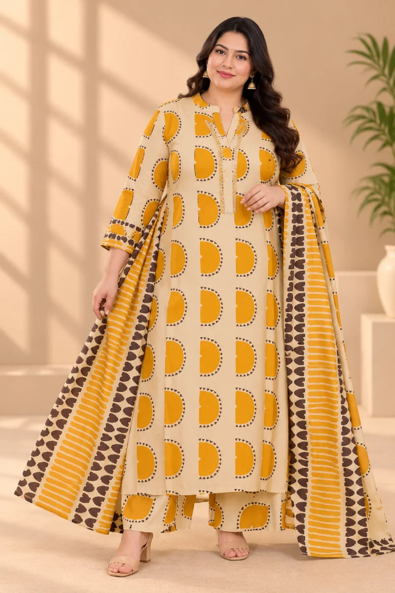 Plus Size Dhabu Cotton 3pcs Set