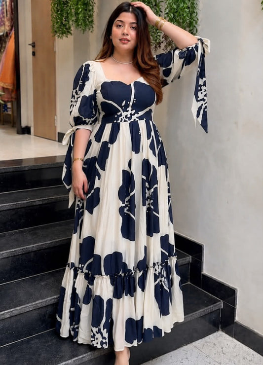 Rayon Digital Print - Dark Navy