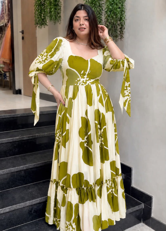 Rayon Digital Print - Mehandi  Green