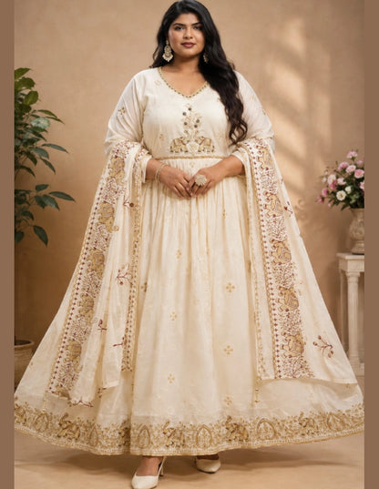 Plus Size Pearl Elephant With Aari Work 2pcs Set