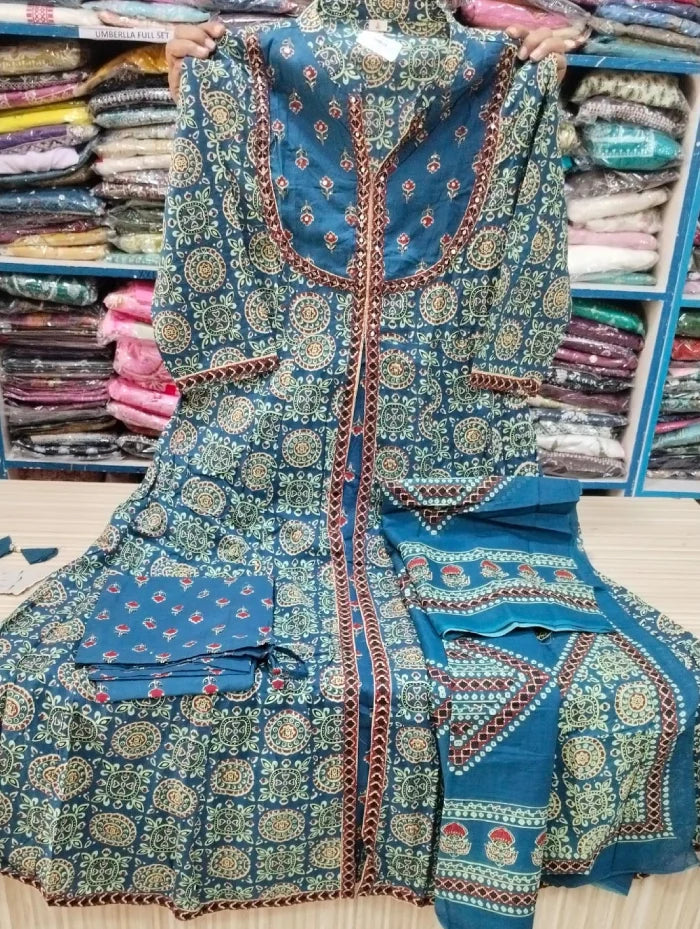 Cotton Anarkali 3pcs Set