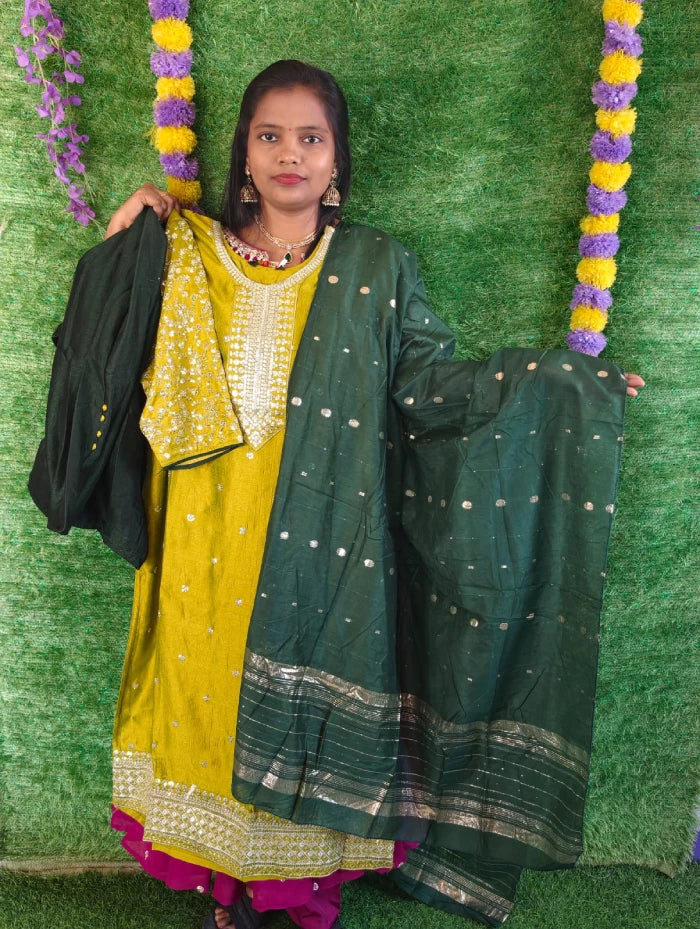 Plus Size Vizhitra Party Wear 3pcs Set Side Open