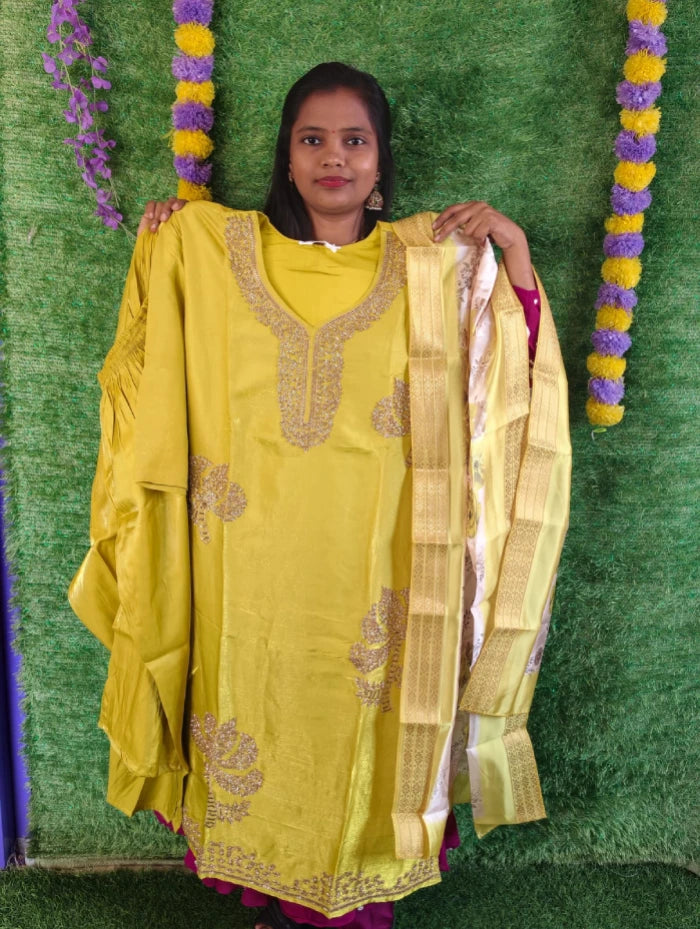 Plus Size Glass Silk Heavy work 3pcs Set