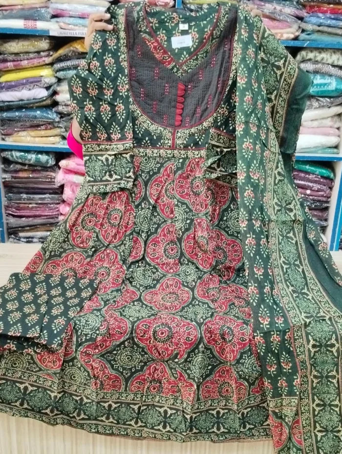 Cotton Anarkali 3pcs Set