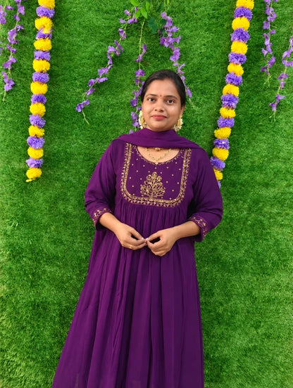 Aari Work Georgette Mayura
