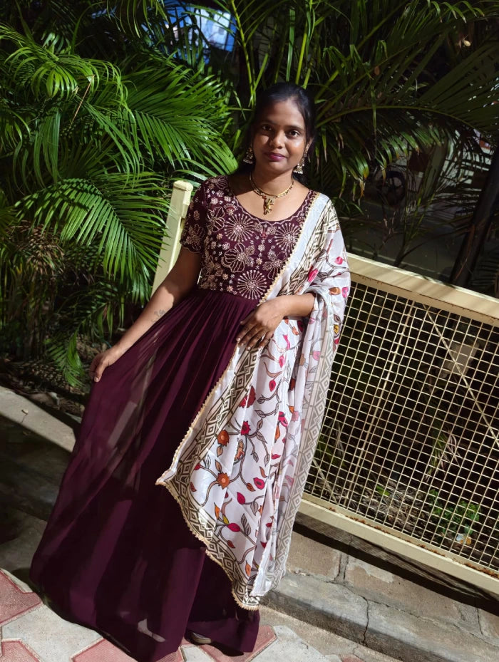 Plus Size Poovizhi Grand work Georgette 2pcs Set