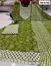 Big Size Pure Cotton Kurti Pent Duppata Set – Olive Green – SSBO2