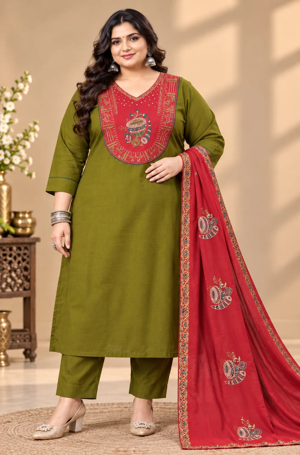 Plus Size Heavy Silk Cotton 3pcs Set